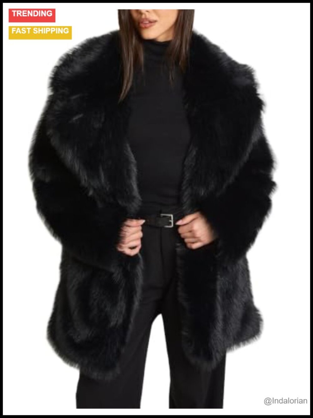 Faux Fur Coat Fluffy Warm Midi Long Shaggy Winter Jacket Women